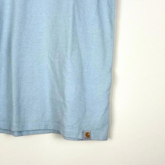 Carhartt Script Logo T-Shirt Sky Blue Loose Fit Wmns Size M Workwear Style Tee - Picture 4 of 7